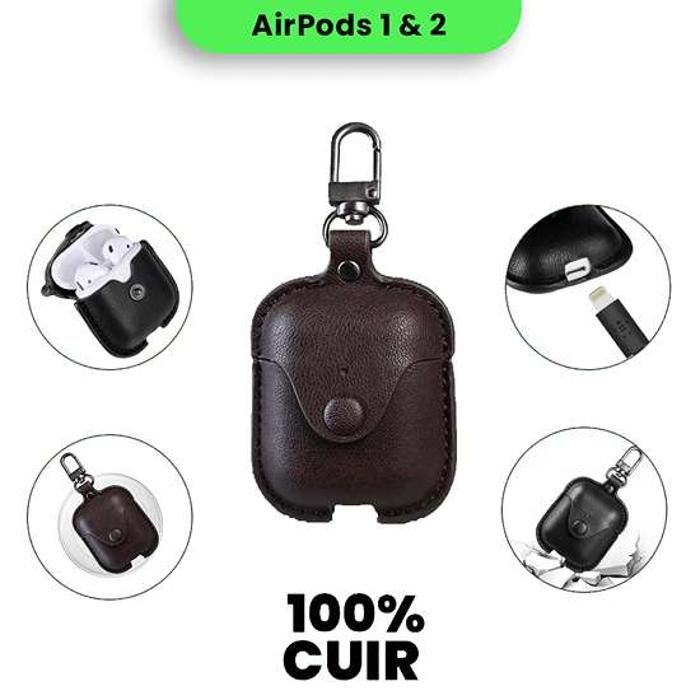 Étui pour Airpods 1,2/Pro en Cuir Véritable, Protection Garantie, avec Porte-clés
