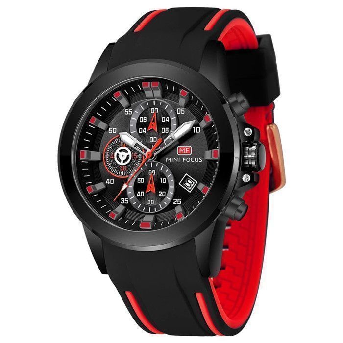 Montre Mini Focus Bracelet En Silicone Noir Quartz Chronographe Pour Homme