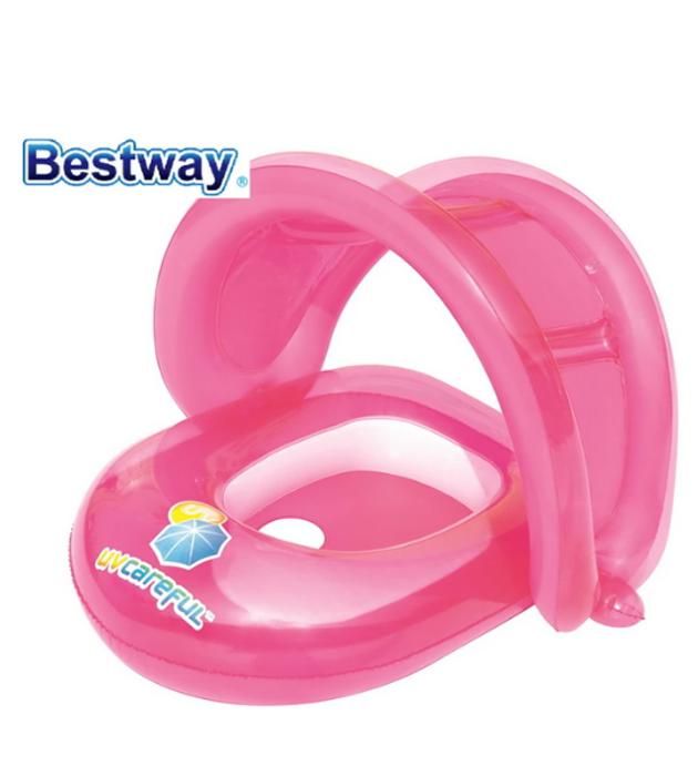 BOUEE GONFLABLE ROSE POUR BÉBÉ AVEC PARE-SOLEIL BESTWAY
