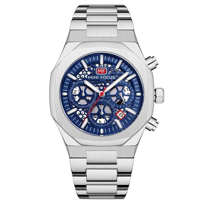 Montre Mini Focus Bracelet Argent Quartz Chronographe Pour Homme