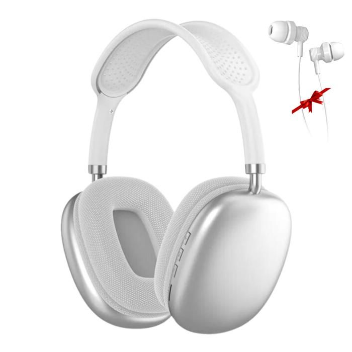 Casque P9 Plus Blanc Sans Fil Bluetooth + Ecouteur Gratuit