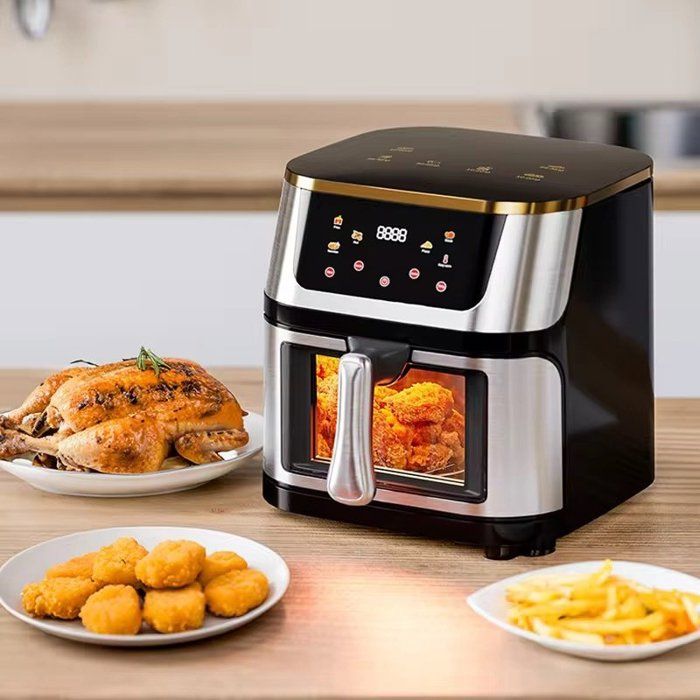 Air fryer digital 6L 1800W en acier inoxydable couvercle transparent