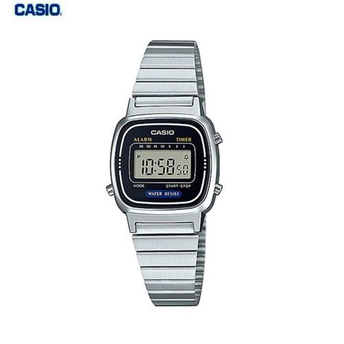 casio Montre Femme electronique classique Fil métallique Visage carré-LA670WA-1DF