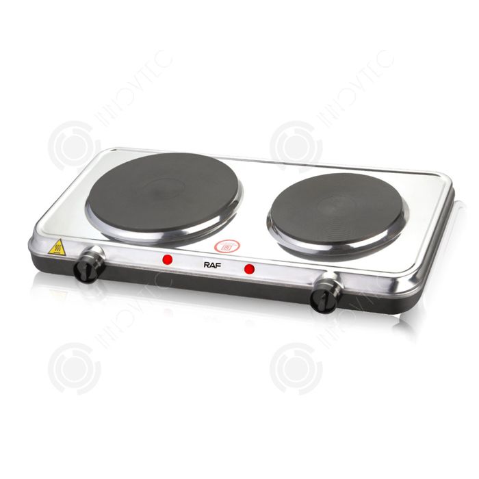 INN Plaque de cuisson réchaud électrique à double brûleur 2500w Réchaud électrique multifonctionnel 48x28x6cm multifonctionnel argen