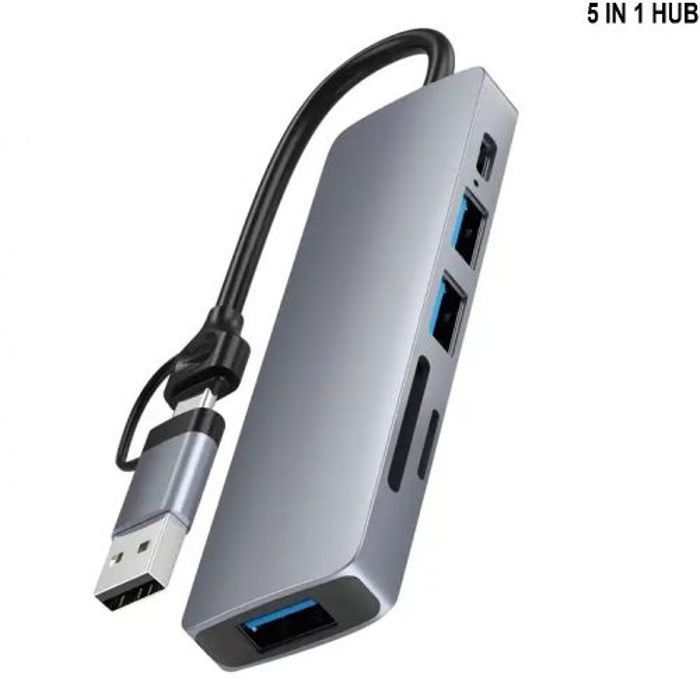 adaptateur USB et USB C 5 in1 3USB 3.0 usb C PD Lecteur de Carte