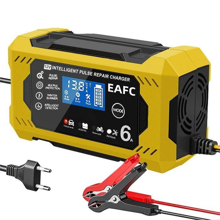 Chargeur de Batterie Intelligent et Automatique de 12 V, 6A de 3 Niveaux pour Voiture,Moto