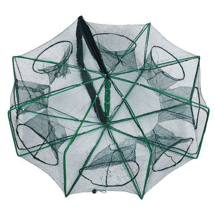 Filet de pêche à mailles pliées hexagonales octogonales,piège à écrevisses,réseau d'appâts,6/8 rous