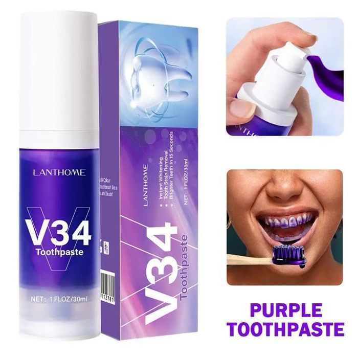 Lanthome Dentifrice blanchissant pour les dents,V34 Pro,élimine les taches de plaque polaire,soins buccaux,