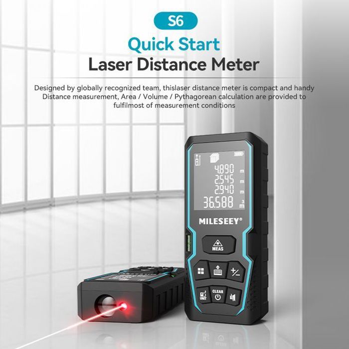 télémètre laser 50m,télémètre avec bulle de niveau, écran LCD avec rétro-éclairage,outils de mesure