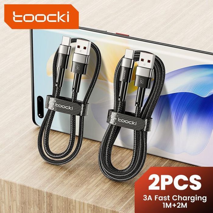 Câble de charge rapide USB vers Type-C 3A ,Micro Fast Charger, Toocki 2PCS 1M/2M