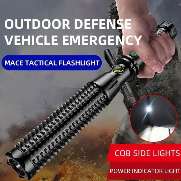 Lampe torche LED à Dents de Loup,Véhicule Multifonctionnel,Rétractable,Autodéfense,Patrouillede Fenêtre