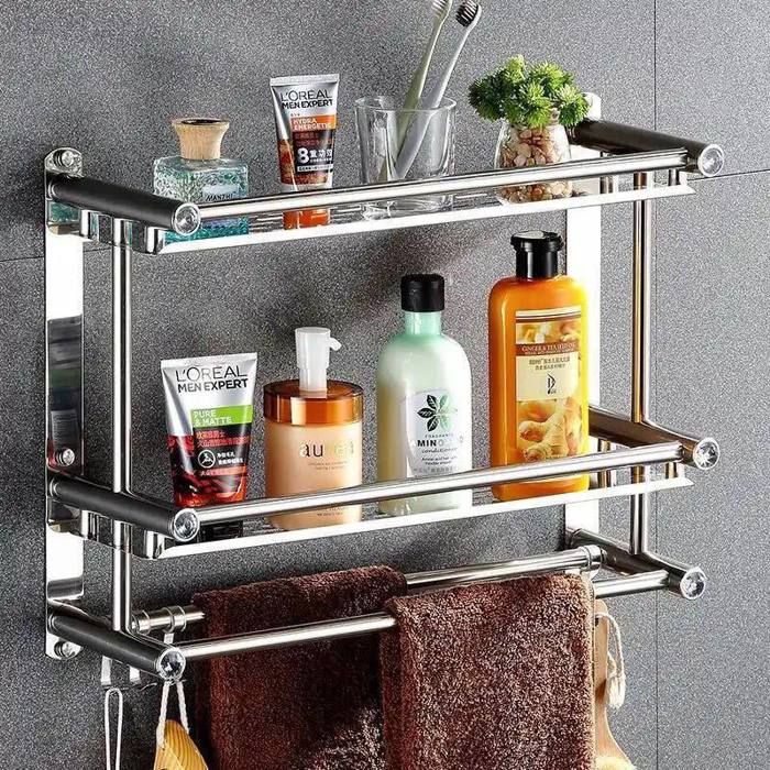 Porte-serviettes murale Multifunction 2 étages en inox