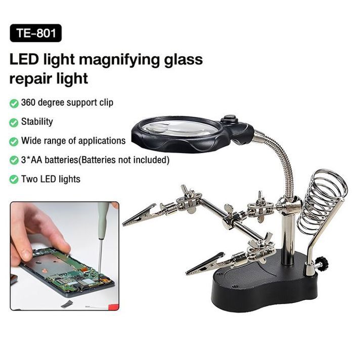 Soudage Auxiliaire Clip Loupe Électrique Fer À Souder Circuit Conseil De Soudage Fer Loupe Support Outils 3.5X 12X