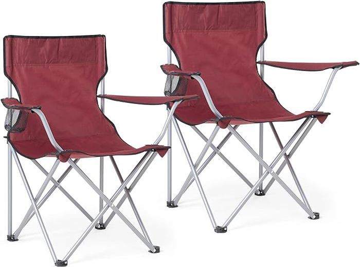 Mondeer Lot de 2 Chaise de Camping, Capacité 100kg, Rouge