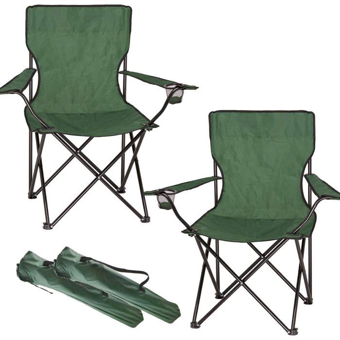 Mondeer Lot de 2 Chaise de Camping, Capacité 100 kg, Vert