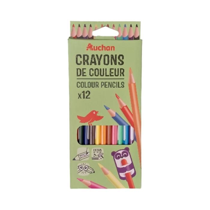 Crayons de couleurs extra résistant x12 - AUCHAN