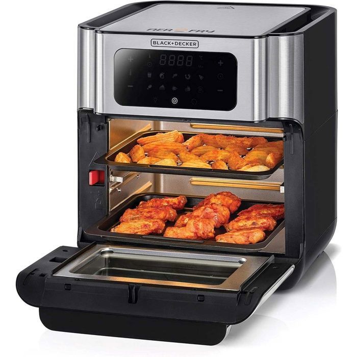 Friteuse à air - BLACK + DECKER - 12L - 1500W - 10 modes - Commande tactile LED