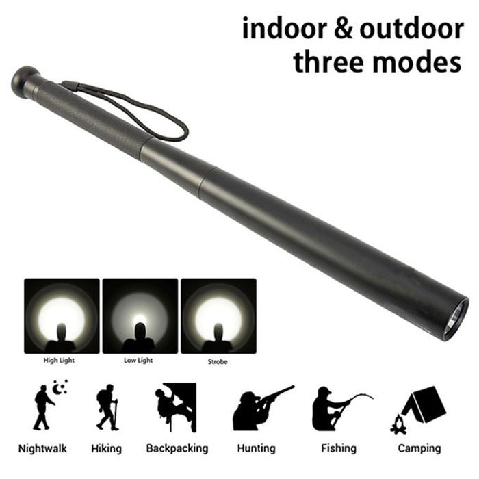 Lampe de poche batte de baseball — lampe d’autodéfense multifonctionnelle - LED T6