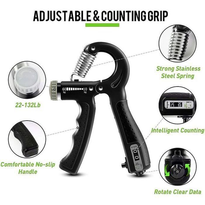 poignée à Musclet de main-Hand grip-Éponge Poignée 5kg/60kg,Entraîneur de force de préhension