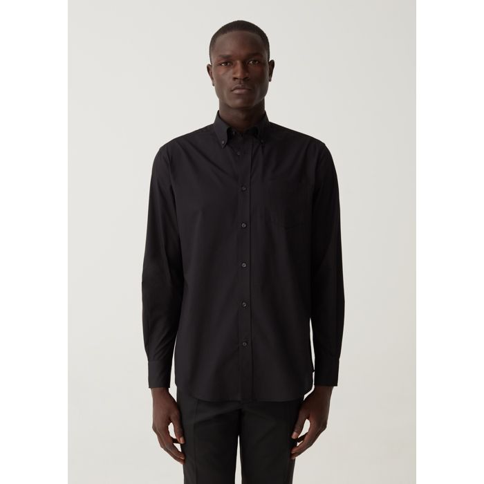Chemise - Non spécifié - Noir - Coupe régulière - Col boutonné - Poche plaquée