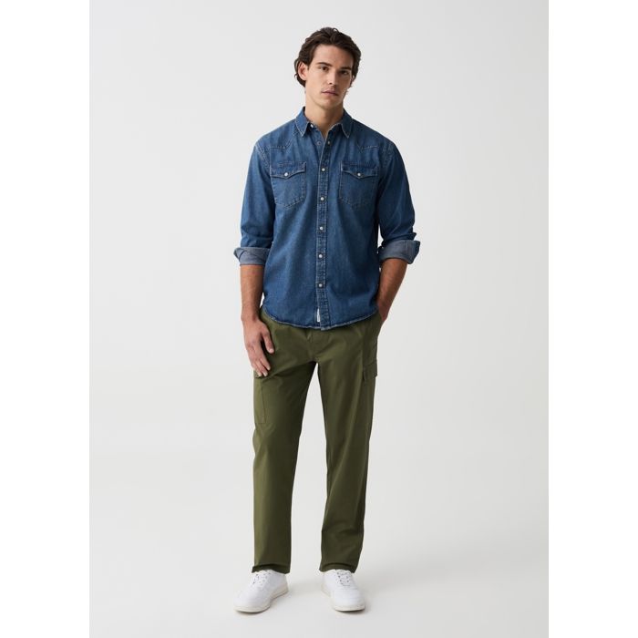 Chemise western en denim avec boutons perlés Denim -OVS