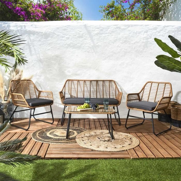 SALON DE JARDIN MILIANA 4 PIECES M1 HDO0117 PAIR2