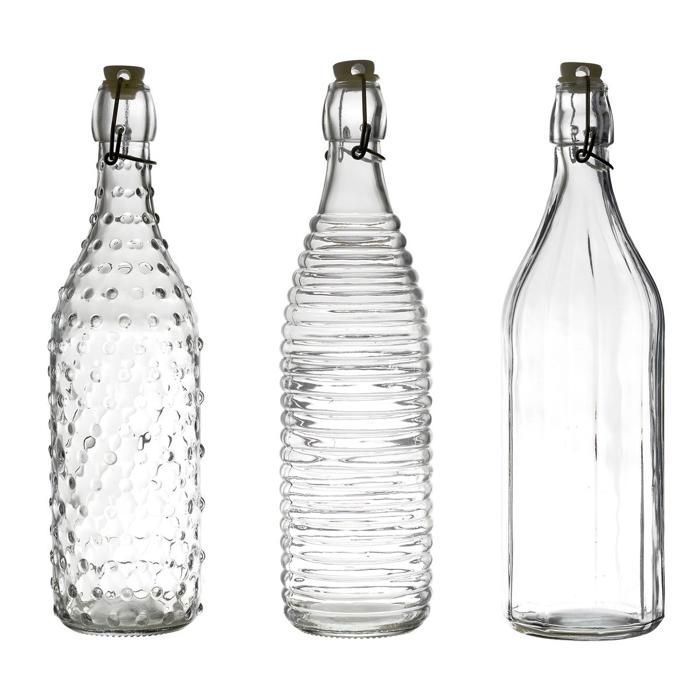 Bouteille en Verre à Clapet - MARQUE - 1L - Embossée - Vintage - Hermétique