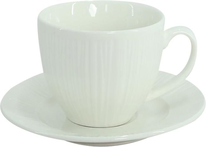 Tasse et sous-tasse en porcelaine blanche 220 ml / 15 cm