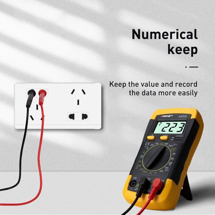 Multimètre numérique LCD avec fonction buzzer, testeur de courant multi Polaroid, A830L