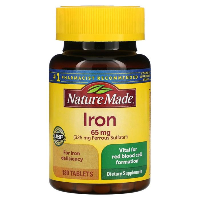 Nature Made, Iron Fer, 65 mg, 180 comprimés - Made in Usa