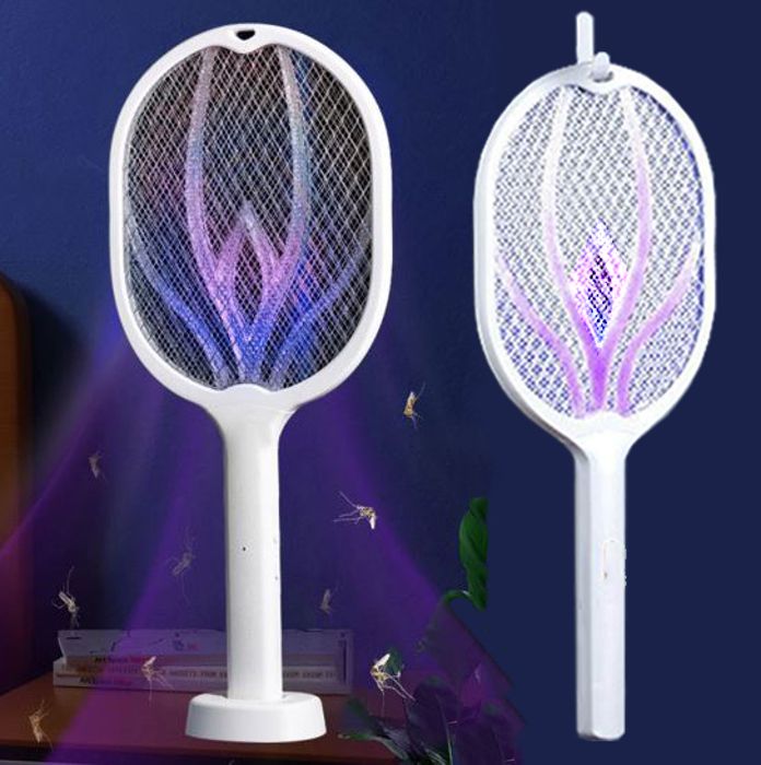 Raquette anti-moustique électrique rechargeable, peut se poser ou s'accrocher