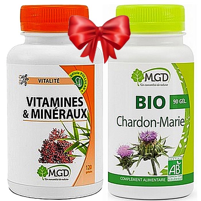 Chardon de Marie Bio 90gl + Multivitamines calcium magnésium Zinc Sélénium biotine B1 B2 B3 B6 B9 120gl
