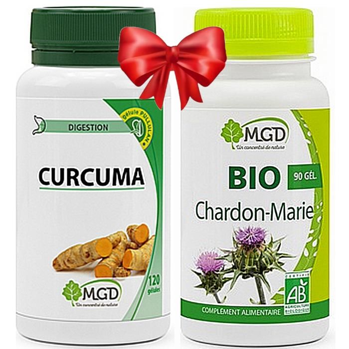 Chardon de Marie Bio 90gl + Curcuma 120 gélules 100% Naturel