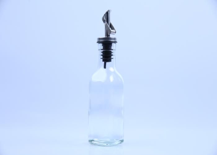 Bouteille d'huile en verre - 190 ml - Couvercle hermétique - Transparent - Design élégant