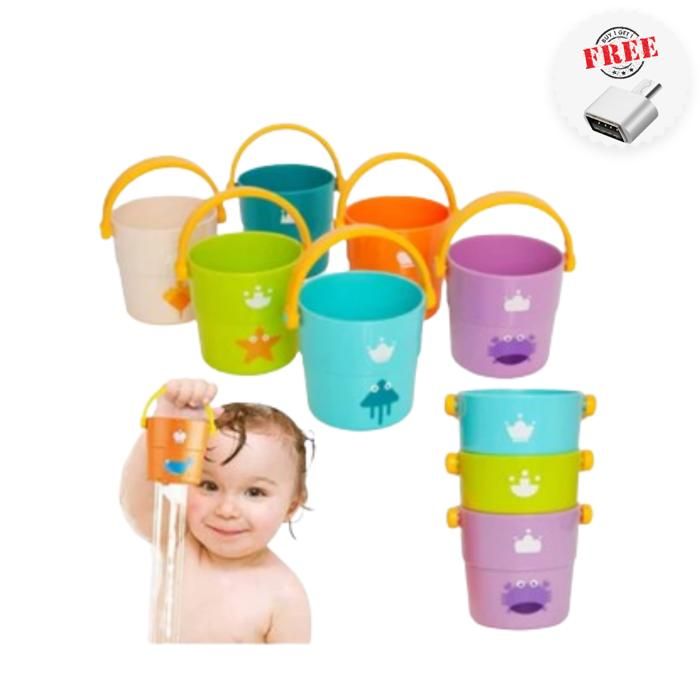 Jouet De Bain Petits Sceaux colorés à Empiler 6 Pcs