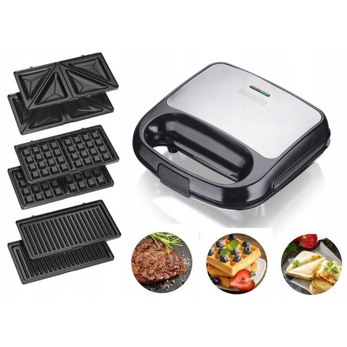 Appareil à Gaufrier sandwich et grille-pain 3 en 1