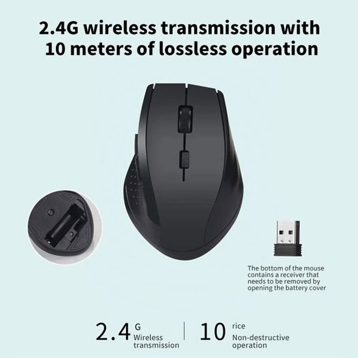 Souris de jeu sans fil pour PC et ordinateur portable, 6 boutons, 7300G, 2.4