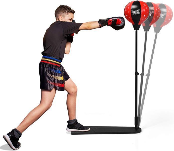 Sac de Frappe Enfant sur Pied – Punching-Ball Ajustable avec Gants et Pompe