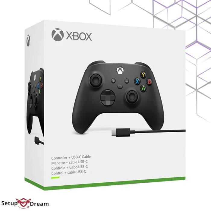 Manette Xbox sans fil Carbon Noir avec Câble USB-C pour PC, Xbox Series X/S/One