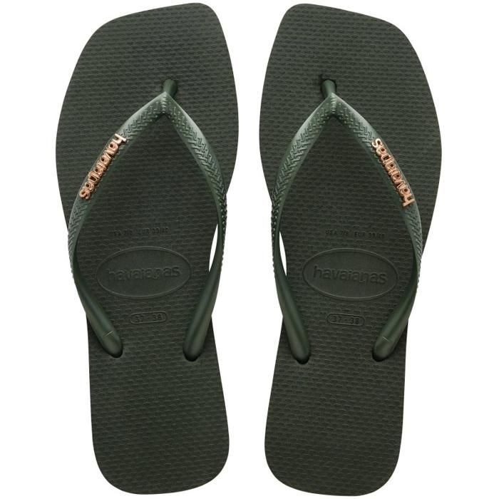 Havaianas-Tongs-femme- SLIM SQUARE LOGO METALLIC