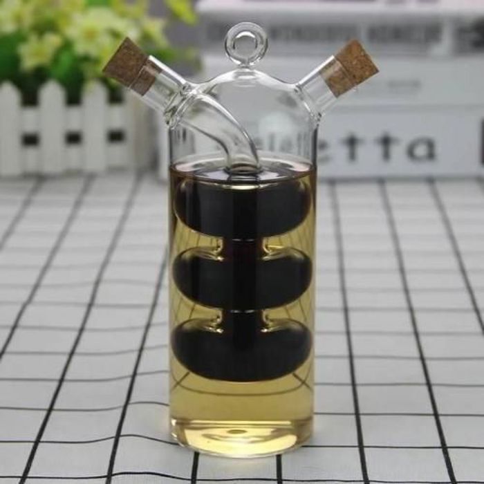 Bouteille distributrice d'huile à huile 2en1 en double verre 7044-4