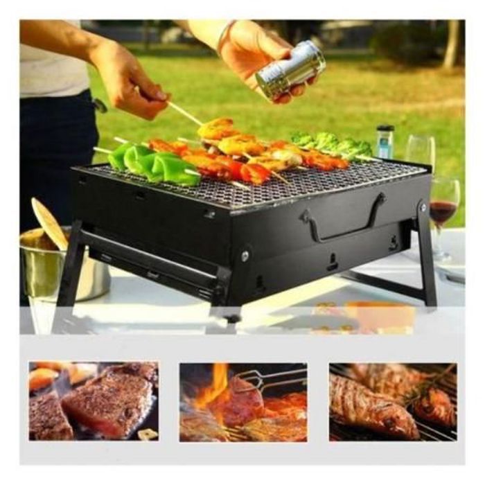 Barbecue rectangulaire à charbon Portable et Pliable -Noir