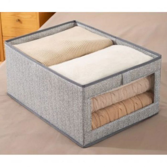 Boîte de rangement pour articles divers réutilisable 40x24x20cm-Gris