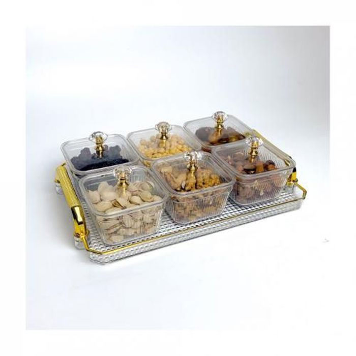 Boîte de 6 de rangement de fruits avec couvercle Avec plateaux -Transparant