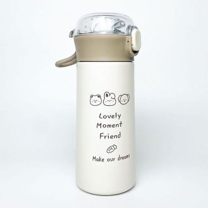 Bouteille Thermos double paroi Sport Bottle en acier inoxydable 380ml-Blanc