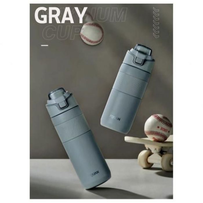 Bouteille Thermos double paroi Sport Bottle en acier inoxydable 450ml-Gris