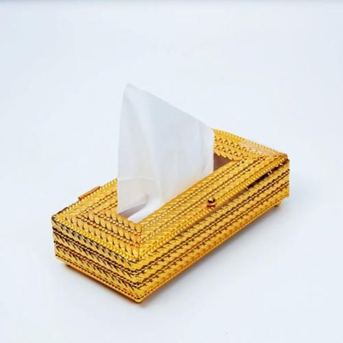 Boîte à Mouchoirs en Métal 24x12x5cm-Doré