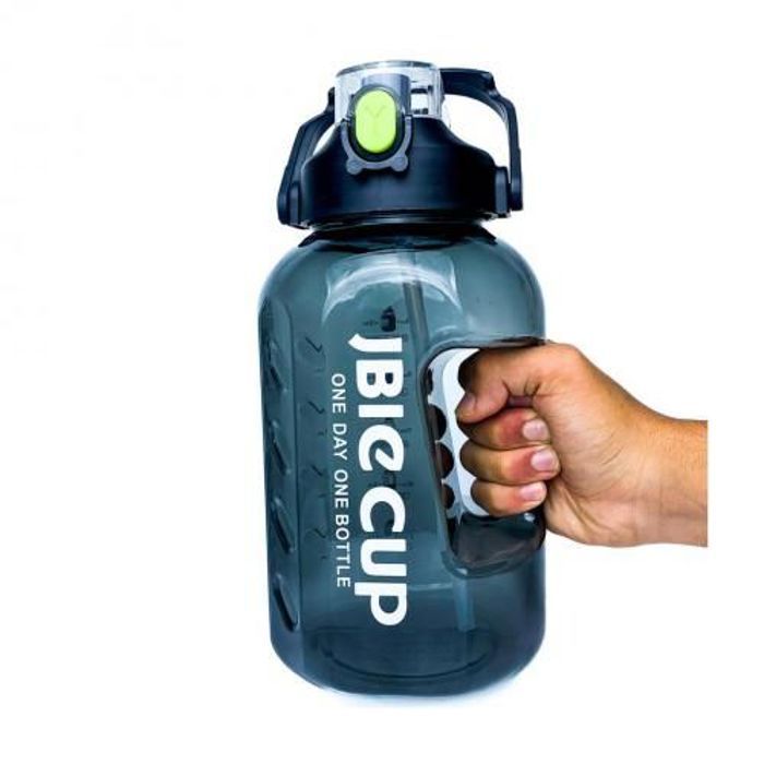 Bouteilles d'eau de motivation dégradées avec pailles 7044-3 2.0L-Noir