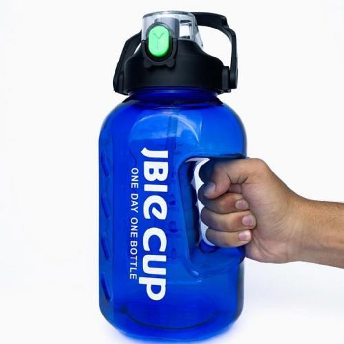 Bouteilles d'eau de motivation dégradées avec pailles 7044-3 2.0L-Bleue
