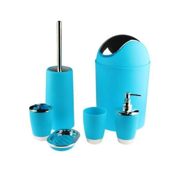 Ensemble d'accessoires de salle de bain 6 pièces en plastique-Bleue